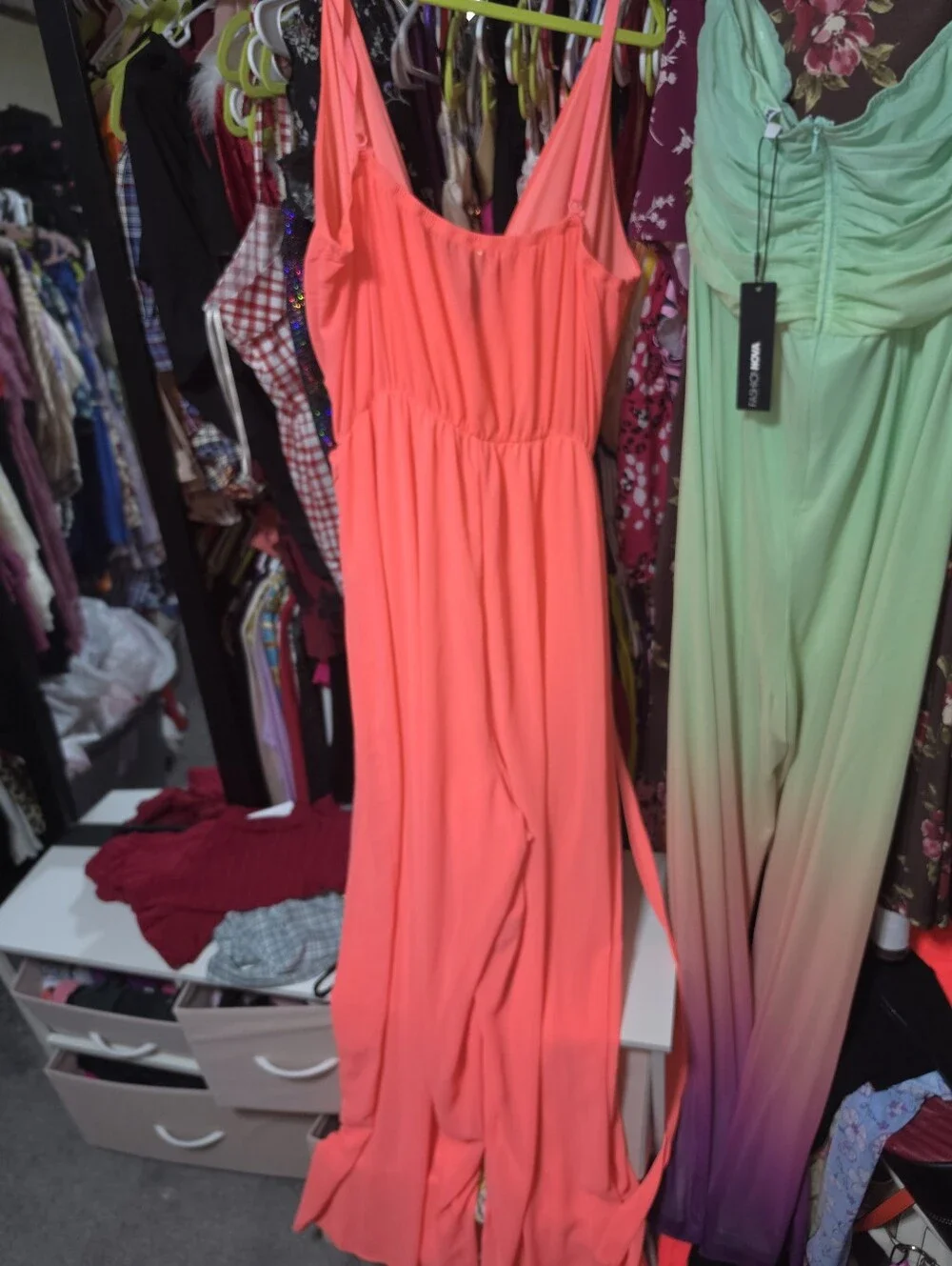 Fashion Nova Neon Coral Jumpsuit 2x
